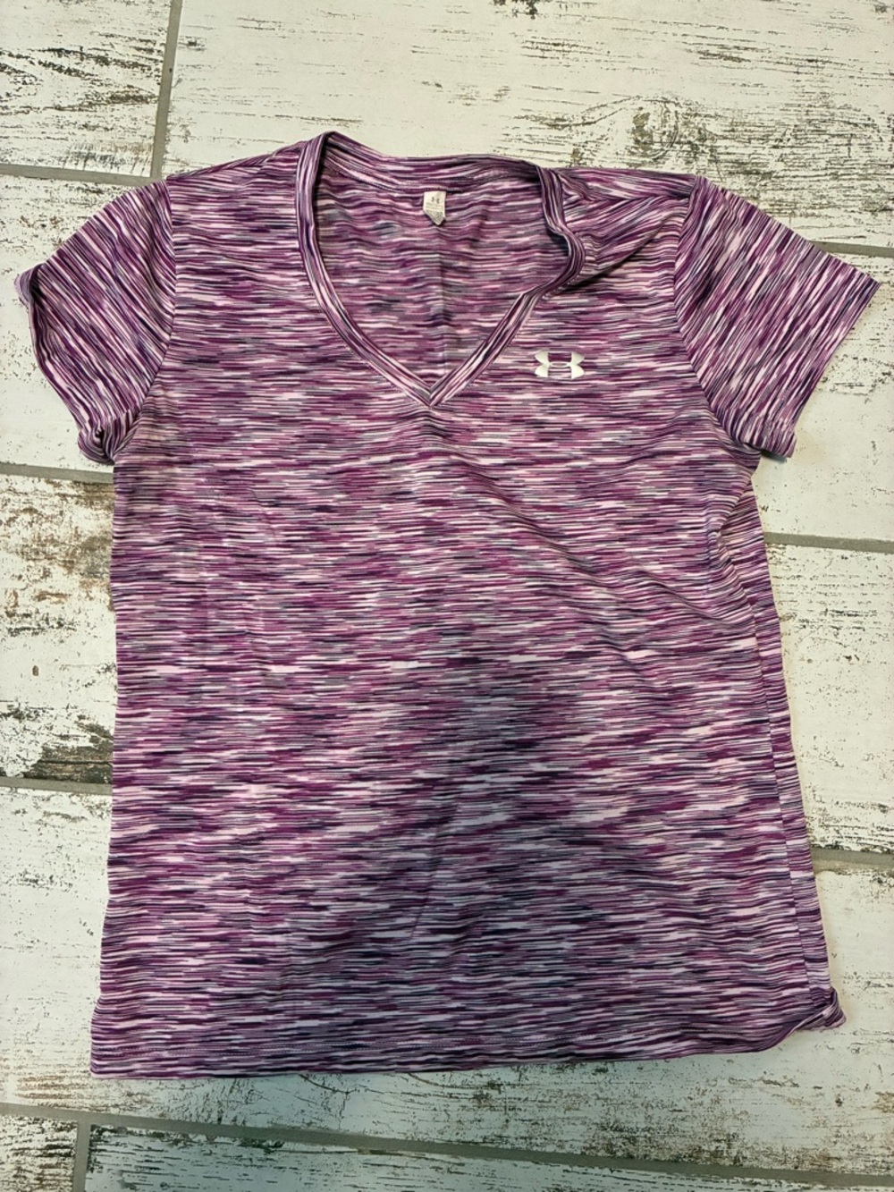 Under Armour Purple Space-Dye V-Neck Active Tee. Tag missing